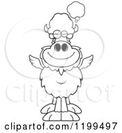 Cartoon Of A Black And White Dreaming Winged Buffalo Royalty Free Vector Clipart