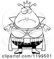 Cartoon Of A Black And White Depressed Martian Queen Royalty Free Vector Clipart