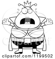 Cartoon Of A Black And White Scared Martian Queen Royalty Free Vector Clipart