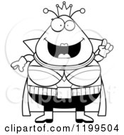Cartoon Of A Black And White Smart Martian Queen With An Idea Royalty Free Vector Clipart