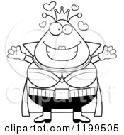 Cartoon Of A Black And White Loving Martian Queen Wanting A Hug Royalty Free Vector Clipart