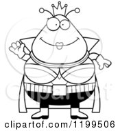Cartoon Of A Black And White Friendly Waving Martian Queen Royalty Free Vector Clipart