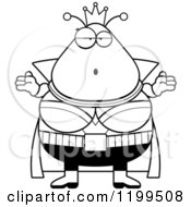 Cartoon Of A Black And White Shrugging Careless Martian Queen Royalty Free Vector Clipart