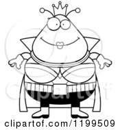 Cartoon Of A Black And White Happy Martian Queen Royalty Free Vector Clipart