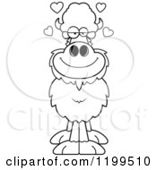 Cartoon Of A Black And White Loving Buffalo With Hearts Royalty Free Vector Clipart
