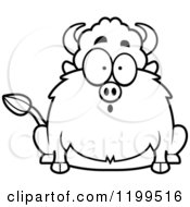 Cartoon Of A Black And White Surprised Chubby Buffalo Royalty Free Vector Clipart