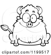 Poster, Art Print Of Black And White Happy Smiling Chubby Buffalo