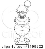 Cartoon Of A Black And White Happy Dreaming Buffalo Royalty Free Vector Clipart