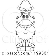 Cartoon Of A Black And White Depressed Buffalo Royalty Free Vector Clipart