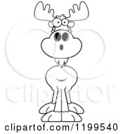 Cartoon Of A Black And White Surprised Moose Royalty Free Vector Clipart