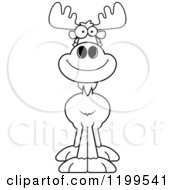 Cartoon Of A Black And White Happy Smiling Moose Royalty Free Vector Clipart