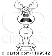 Cartoon Of A Black And White Scared Moose Royalty Free Vector Clipart