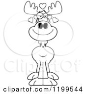 Cartoon Of A Black And White Loving Moose With Hearts Royalty Free Vector Clipart