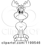 Cartoon Of A Black And White Depressed Moose Royalty Free Vector Clipart