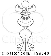 Cartoon Of A Black And White Dreaming Moose Royalty Free Vector Clipart