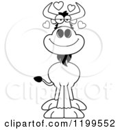 Cartoon Of A Black And White Loving Wildebeest With Hearts Royalty Free Vector Clipart