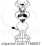 Cartoon Of A Black And White Scared Wildebeest Royalty Free Vector Clipart by Cory Thoman