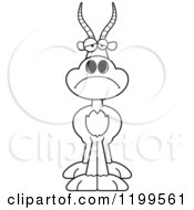 Cartoon Of A Black And White Depressed Antelope Royalty Free Vector Clipart