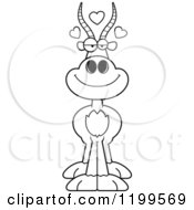 Cartoon Of A Black And White Loving Antelope With Hearts Royalty Free Vector Clipart