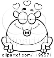 Cartoon Of A Black And White Loving Chubby Tapir With Hearts Royalty Free Vector Clipart by Cory Thoman