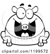 Cartoon Of A Black And White Grinning Excited Chubby Tapir Royalty Free Vector Clipart