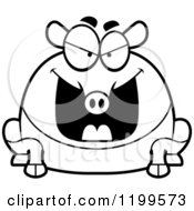 Cartoon Of A Black And White Mean Chubby Tapir Royalty Free Vector Clipart