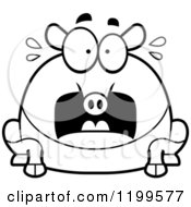 Cartoon Of A Black And White Scared Chubby Tapir Royalty Free Vector Clipart