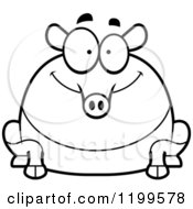 Cartoon Of A Black And White Happy Chubby Tapir Royalty Free Vector Clipart