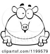 Cartoon Of A Black And White Surprised Chubby Tapir Royalty Free Vector Clipart