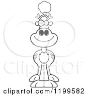 Cartoon Of A Black And White Dreaming Deer Royalty Free Vector Clipart