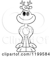 Cartoon Of A Black And White Happy Smiling Deer Royalty Free Vector Clipart