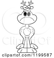 Cartoon Of A Black And White Depressed Deer Royalty Free Vector Clipart