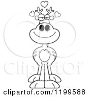 Cartoon Of A Black And White Loving Deer With Hearts Royalty Free Vector Clipart