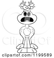 Cartoon Of A Black And White Scared Deer Royalty Free Vector Clipart