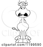 Cartoon Of A Black And White Scared Camel Royalty Free Vector Clipart by Cory Thoman