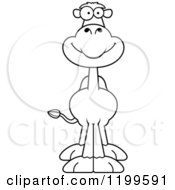 Cartoon Of A Black And White Happy Smiling Camel Royalty Free Vector Clipart by Cory Thoman