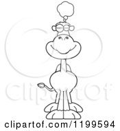 Cartoon Of A Black And White Dreaming Camel Royalty Free Vector Clipart by Cory Thoman