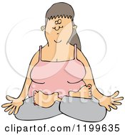 Cartoon Of A Relaxed Woman Doing Yoga With Folded Legs Royalty Free Vector Clipart