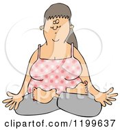 Cartoon Of A Relaxed Woman Doing Yoga Or Meditating With Folded Legs Royalty Free Clipart