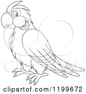 Cartoon Of A Black And White Cute Parrot Royalty Free Vector Clipart