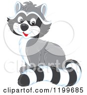 Cartoon Of A Cute Raccoon Sitting And Smiling Royalty Free Vector Clipart by Alex Bannykh