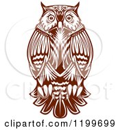 Clipart Of A Chubby Brown Owl Royalty Free Vector Illustration