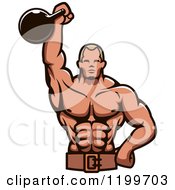 Male Bodybuilder Using A Kettlebell For Tricep Extensions