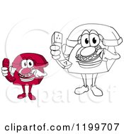 Poster, Art Print Of Red And Outlined Telephone Mascots Holding Receivers