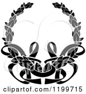 Clipart Of A Black Laurel Wreath With Ribbons Royalty Free Vector Illustration