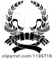 Clipart Of A Black Laurel Wreath With Ribbons 2 Royalty Free Vector Illustration