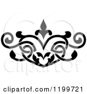 Clipart Of A Black And White Ornate Heart Shaped Floral Victorian Design Element Royalty Free Vector Illustration