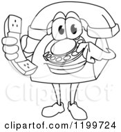 Poster, Art Print Of Outlined Telephone Mascot Holding A Receiver