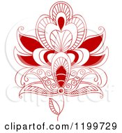 Clipart Of A Red Henna Flower 10 Royalty Free Vector Illustration