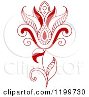 Clipart Of A Red Henna Flower 6 Royalty Free Vector Illustration